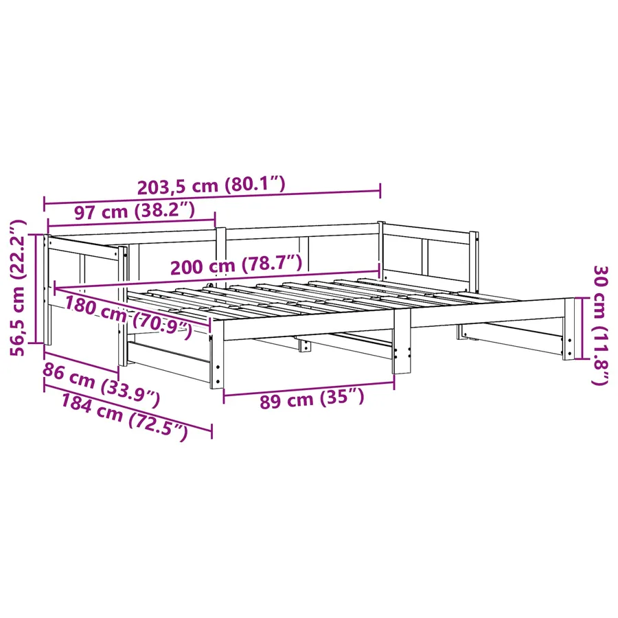 Lit Pull-out de Jour Naturel 180 x 200 cm Pin massif - 9