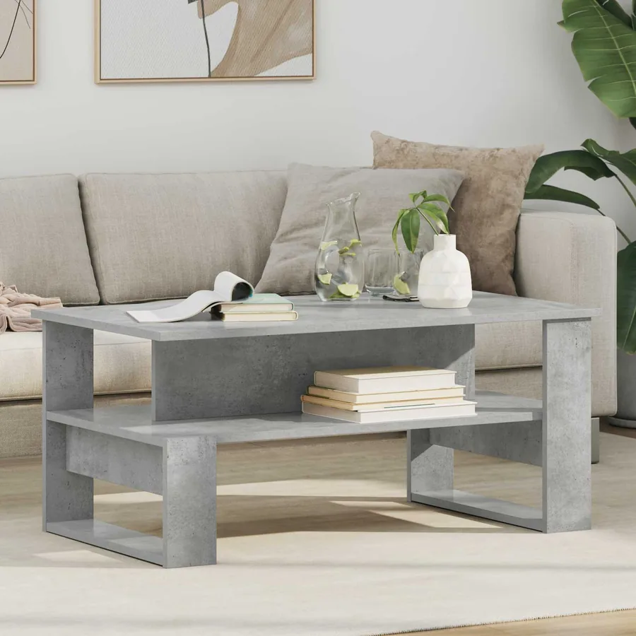 Table basse Gris béton 90 x 50 x 40 cm Bois d'ingénierie