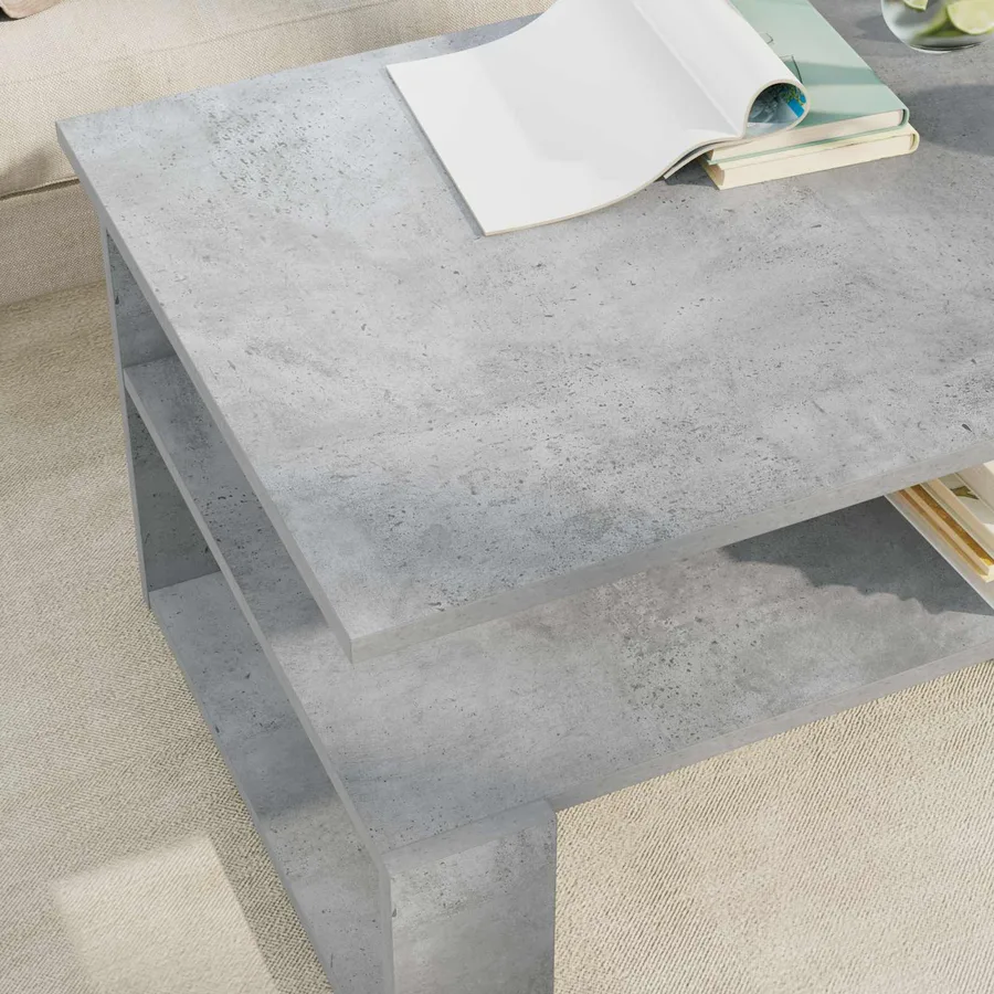 Table basse Gris béton 90 x 50 x 40 cm Bois d'ingénierie - 4