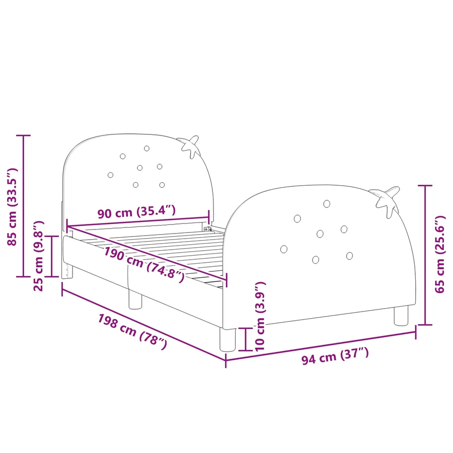 Cadre de lit pour enfants avec tête de lit Rose 90 x 190 cm - 10