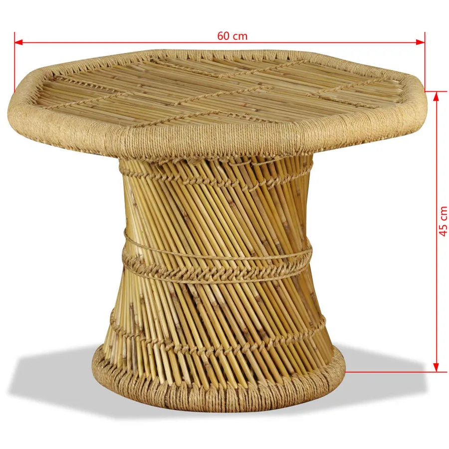 Table basse bambou octogonale 60 x 60 x 45 cm - 9