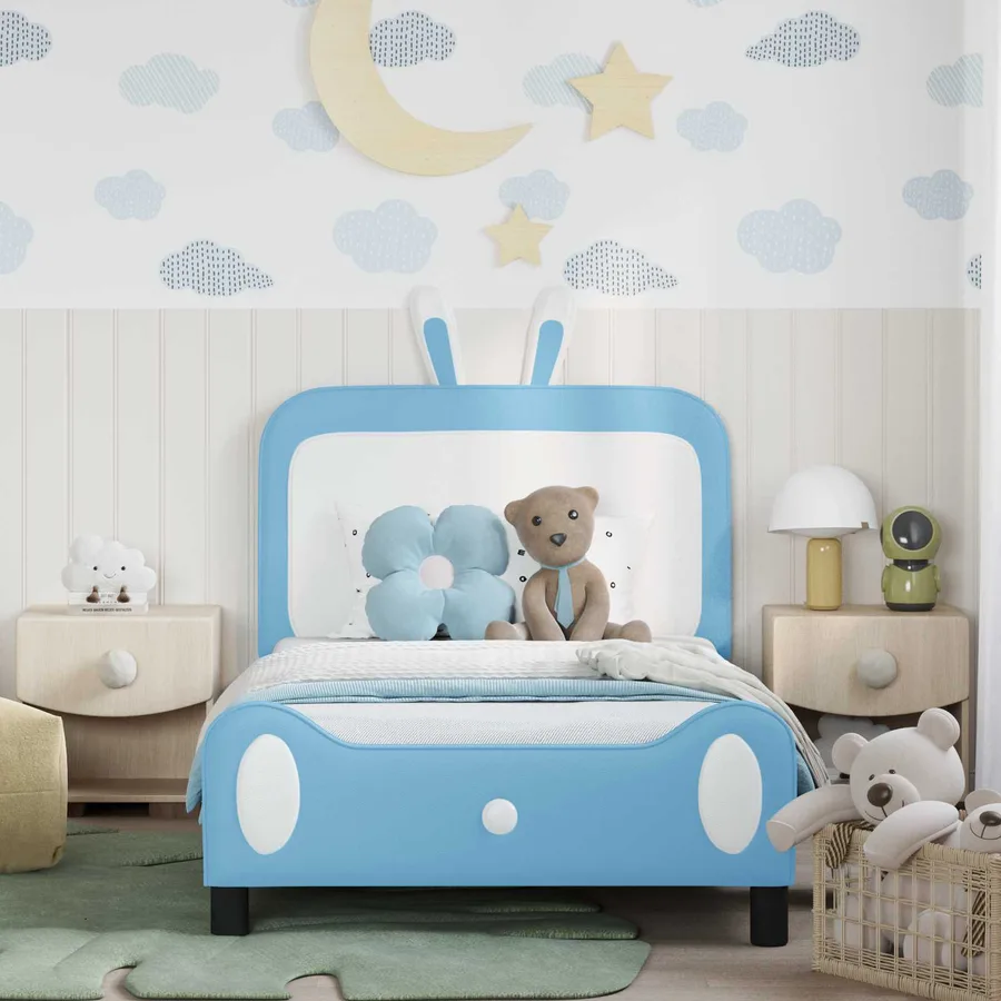 Cadre de lit pour enfants avec tête de lit Bleu 80 x 200 cm PU - 3
