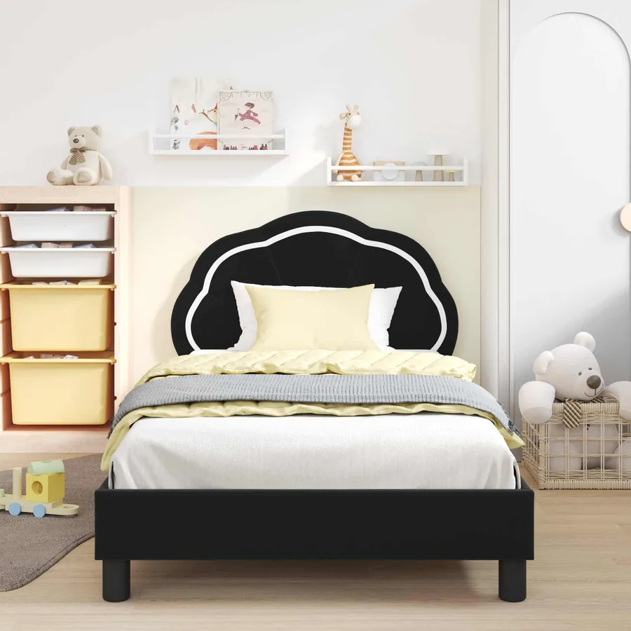 Cadre de lit pour enfants avec tête de lit Noir 80 x 200 cm - 3