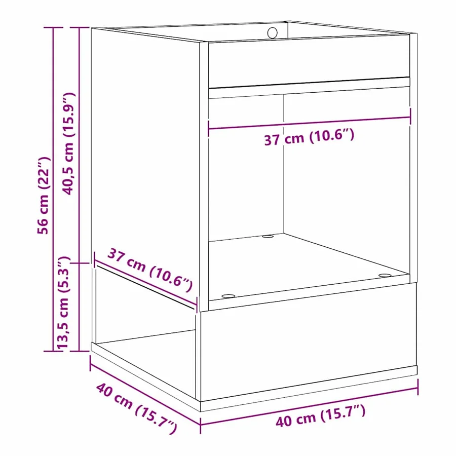 Table d'appoint Chêne artisanal 40 x 40 x 56 cm - 12