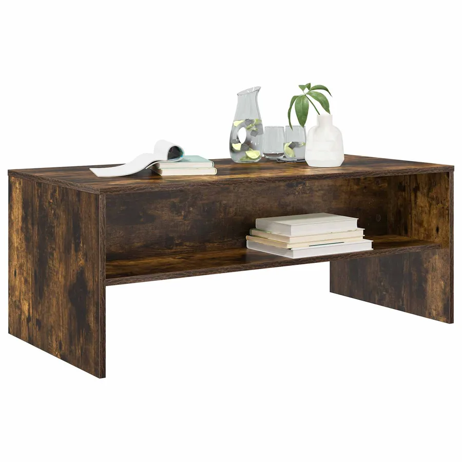 Table basse Chêne fumé 100 x 50 x 40 cm Bois d'ingénierie - 3