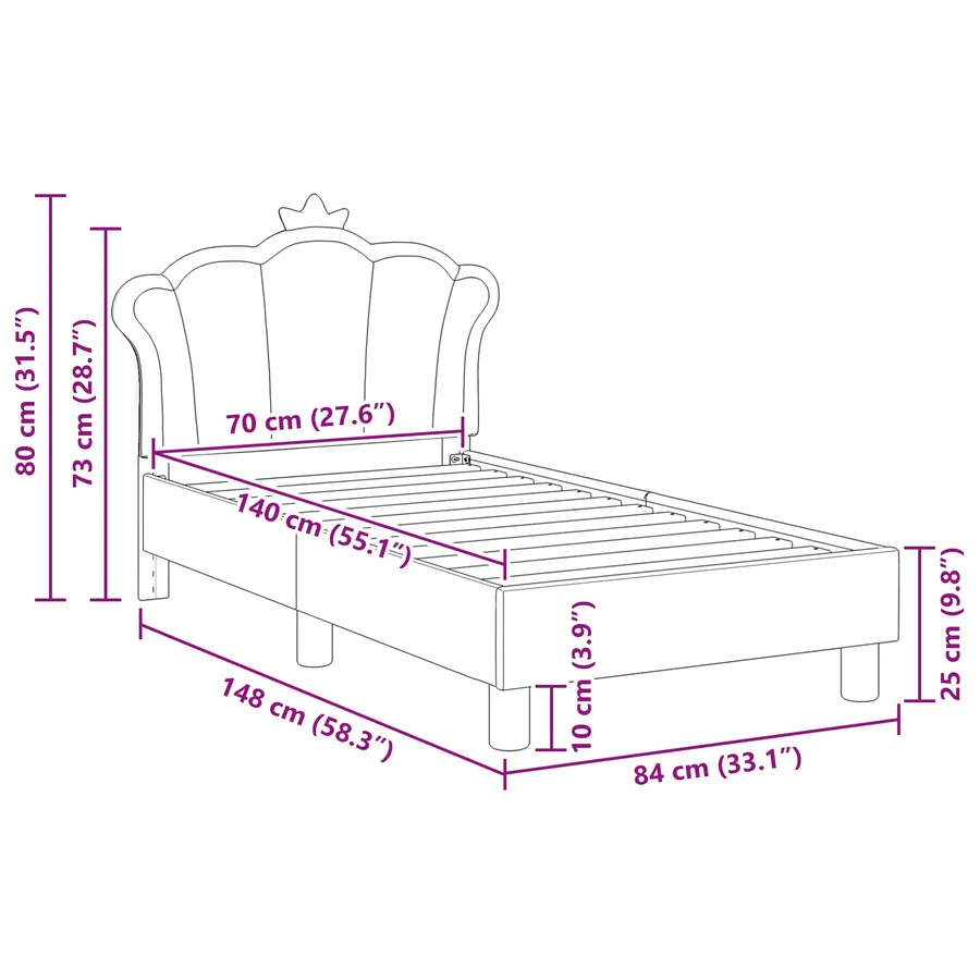 Cadre de lit pour tout-petit avec tête de lit Rose 70 x 140 cm - 8