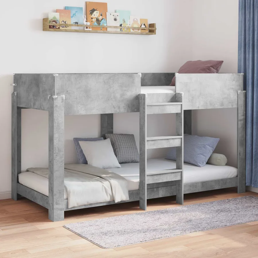 Lit Superposé pour Enfants Gris béton 90 x 200 cm