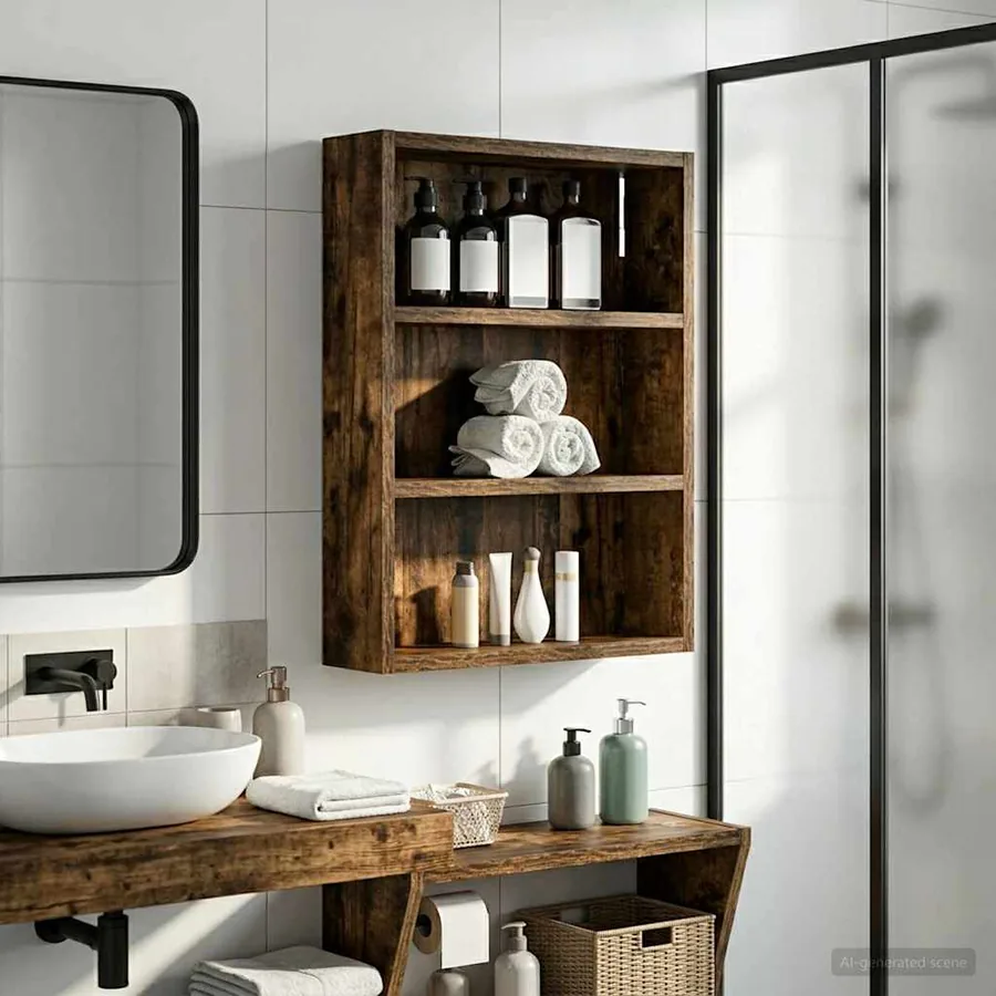 Armoire murale de salle de bain Chêne Fumé 40 x 10 x 50 cm
