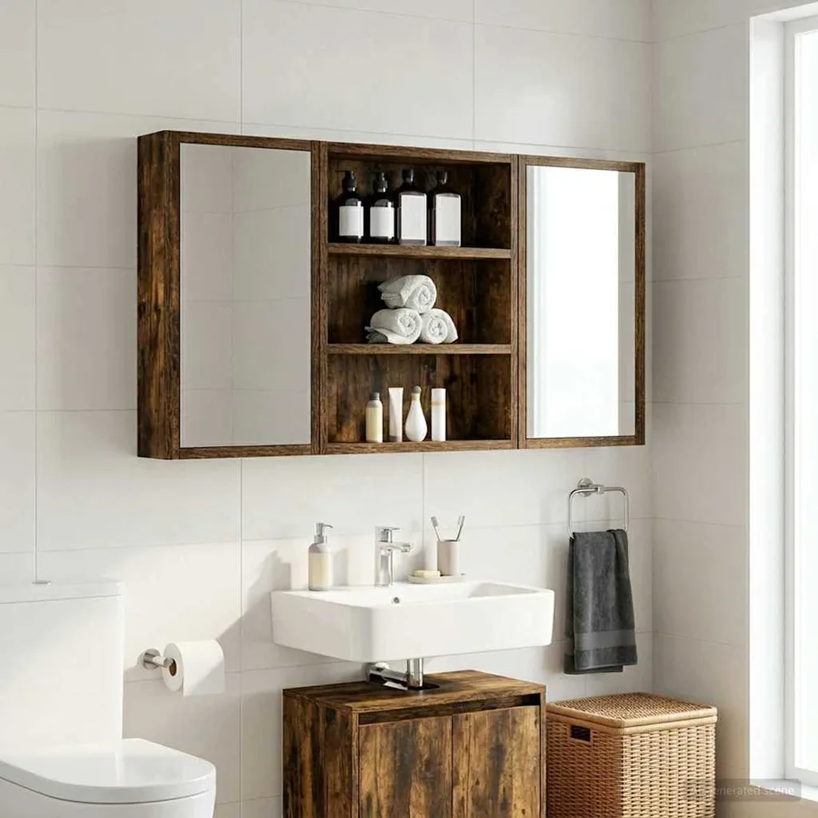 Armoire murale de salle de bain Chêne Fumé 40 x 10 x 50 cm - 4
