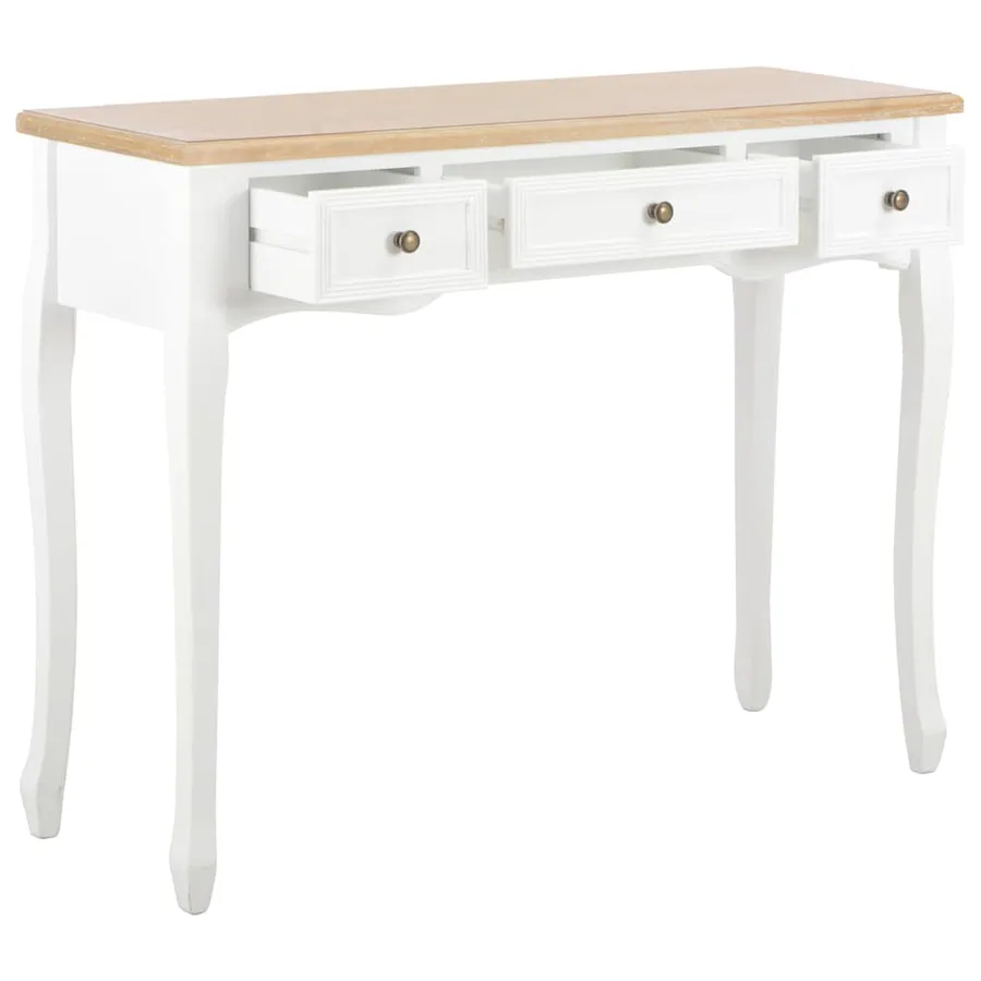 Table de console et coiffeuse avec 3 tiroirs Blanc - 2
