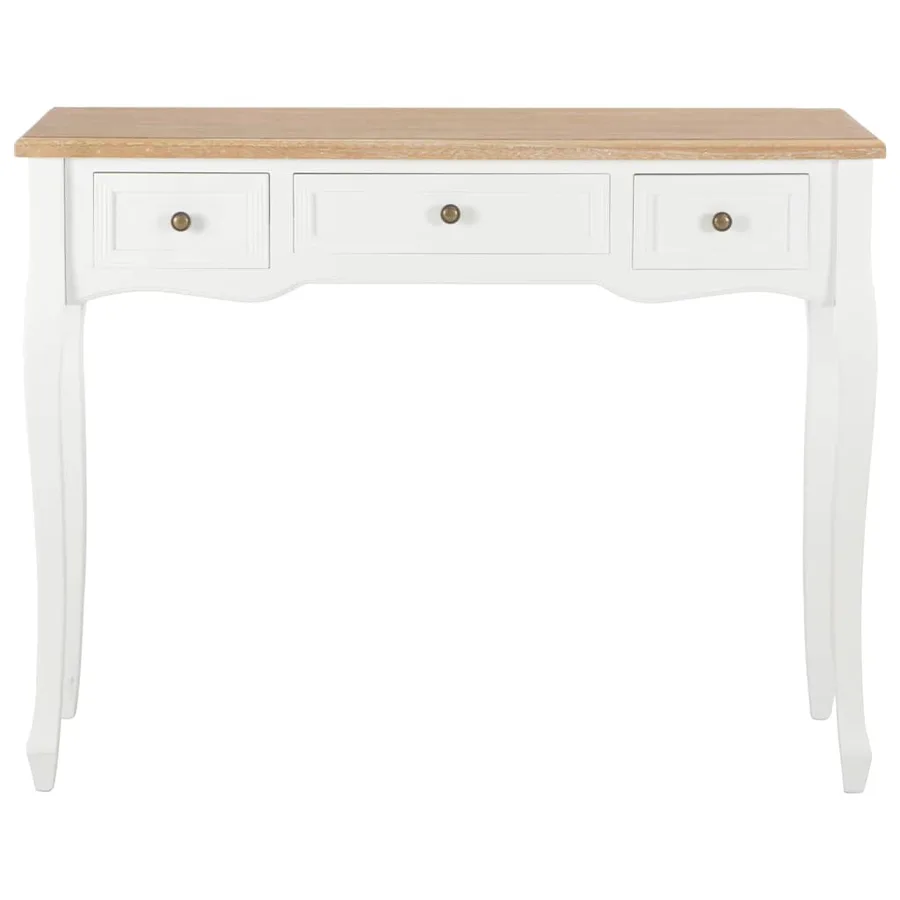 Table de console et coiffeuse avec 3 tiroirs Blanc - 3
