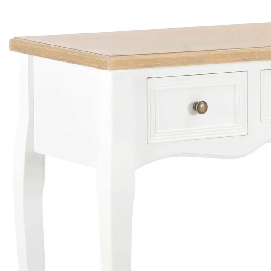 Table de console et coiffeuse avec 3 tiroirs Blanc - 6