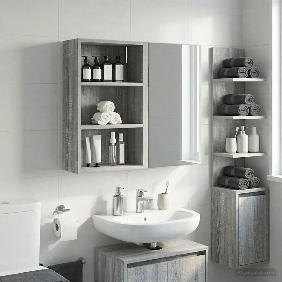Armoire murale de salle de bain Gris Sonoma 40 x 16 x 62,5 cm - 5