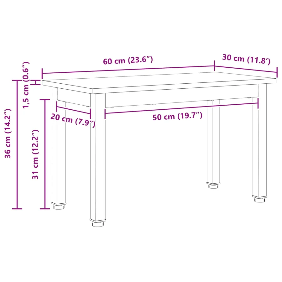 Table basse Naturel 60 x 30 x 36 cm Bois de pin massif - 11