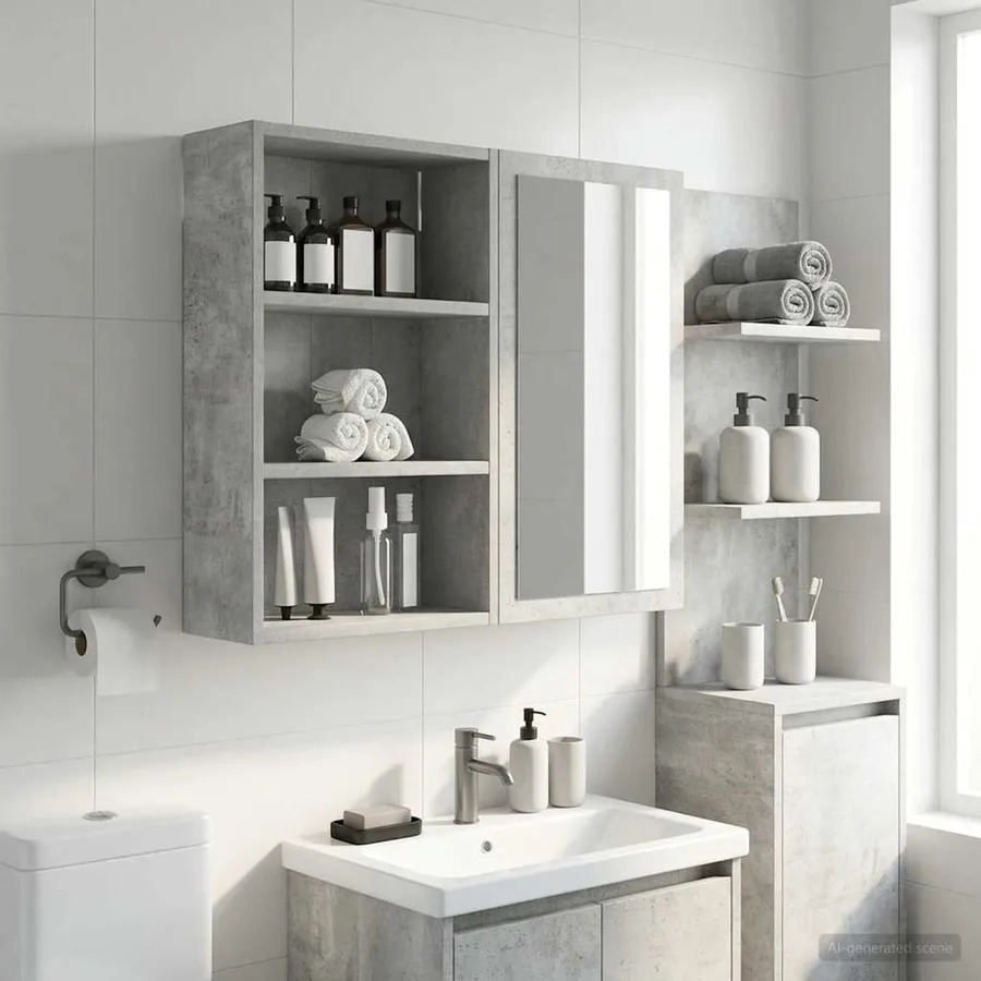 Armoire murale de salle de bain Gris Béton 40 x 16 x 62,5 cm - 5