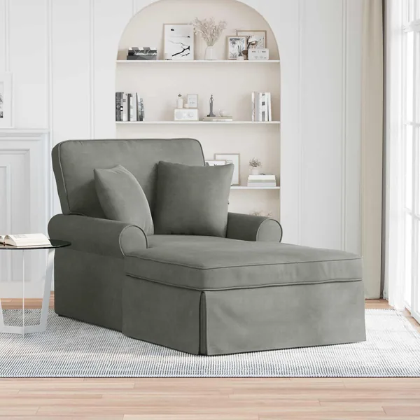 Chaise lounge avec jupe avec coussin 3 pcs Gris clair
