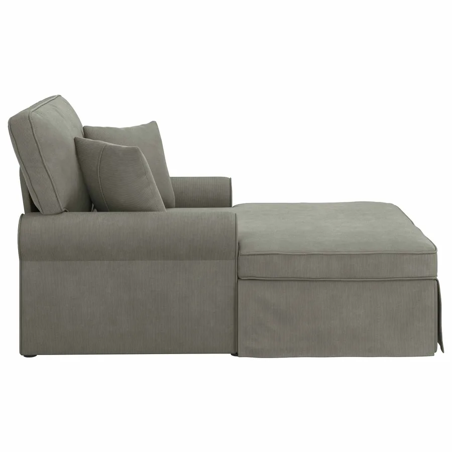 Chaise lounge avec jupe avec coussin 3 pcs Gris clair - 5