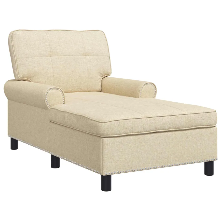 Chaise longue avec coussin Crème 91 x 157 x 91 cm tissu - 2