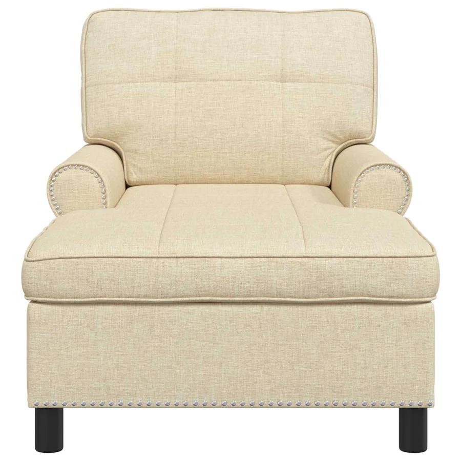 Chaise longue avec coussin Crème 91 x 157 x 91 cm tissu - 4