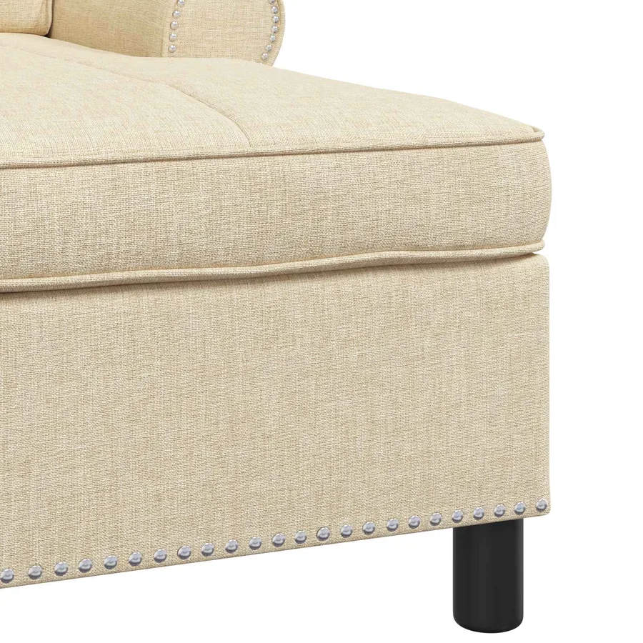 Chaise longue avec coussin Crème 91 x 157 x 91 cm tissu - 7