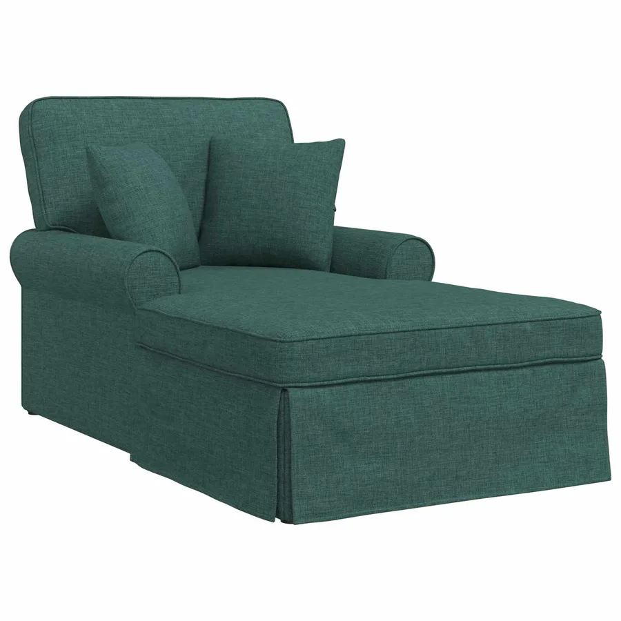 Chaise lounge avec jupe avec coussin 3 pcs Vert foncé tissu - 2