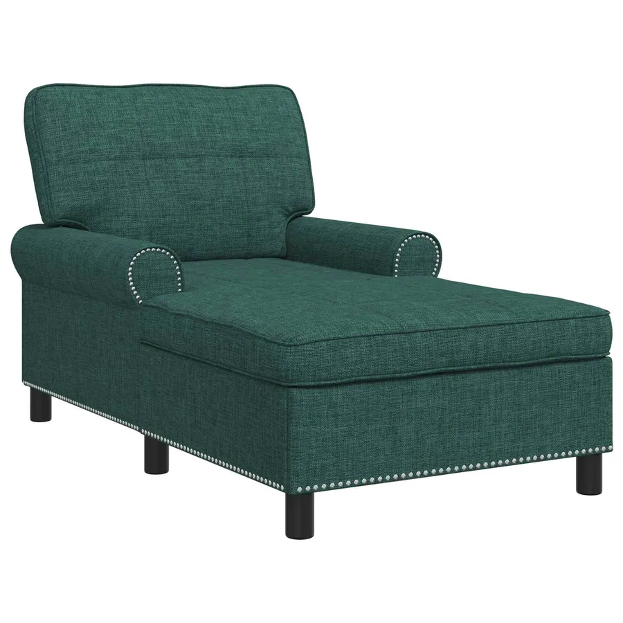 Chaise longue avec coussin Vert foncé 91 x 157 x 91 cm tissu - 2