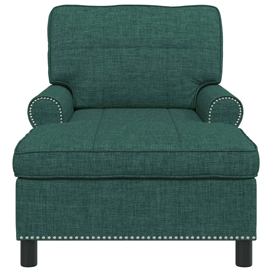 Chaise longue avec coussin Vert foncé 91 x 157 x 91 cm tissu - 4