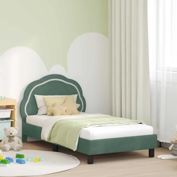 Cadre de lit pour enfants avec tête de lit Vert Mer 80 x 160 cm