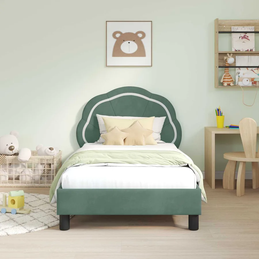 Cadre de lit pour enfants avec tête de lit Vert Mer 80 x 160 cm - 3
