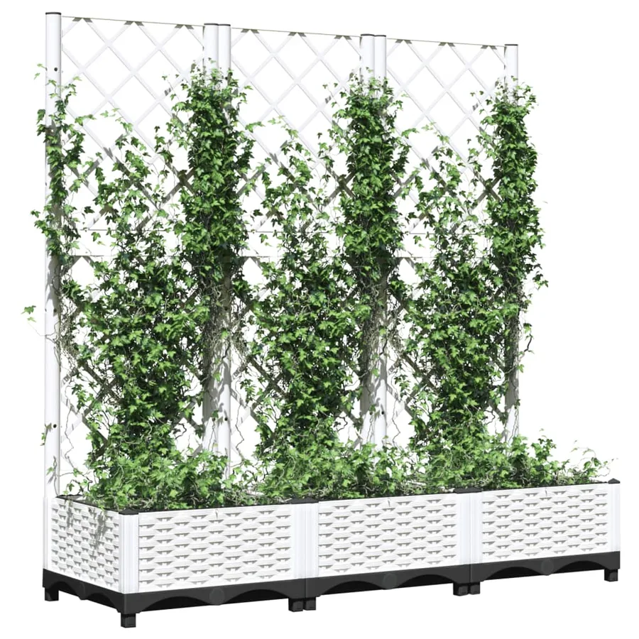 Jardinière avec treillis Blanc 120 x 40 x 121,5 cm PP - 3
