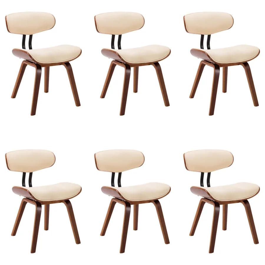 Chaises à manger lot de 6 crème bois courbé et similicuir - 2