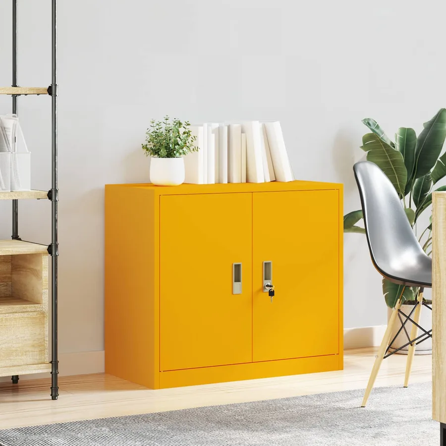 Armoire de rangement Jaune moutarde 80 x 40 x 70 cm Acier - 4