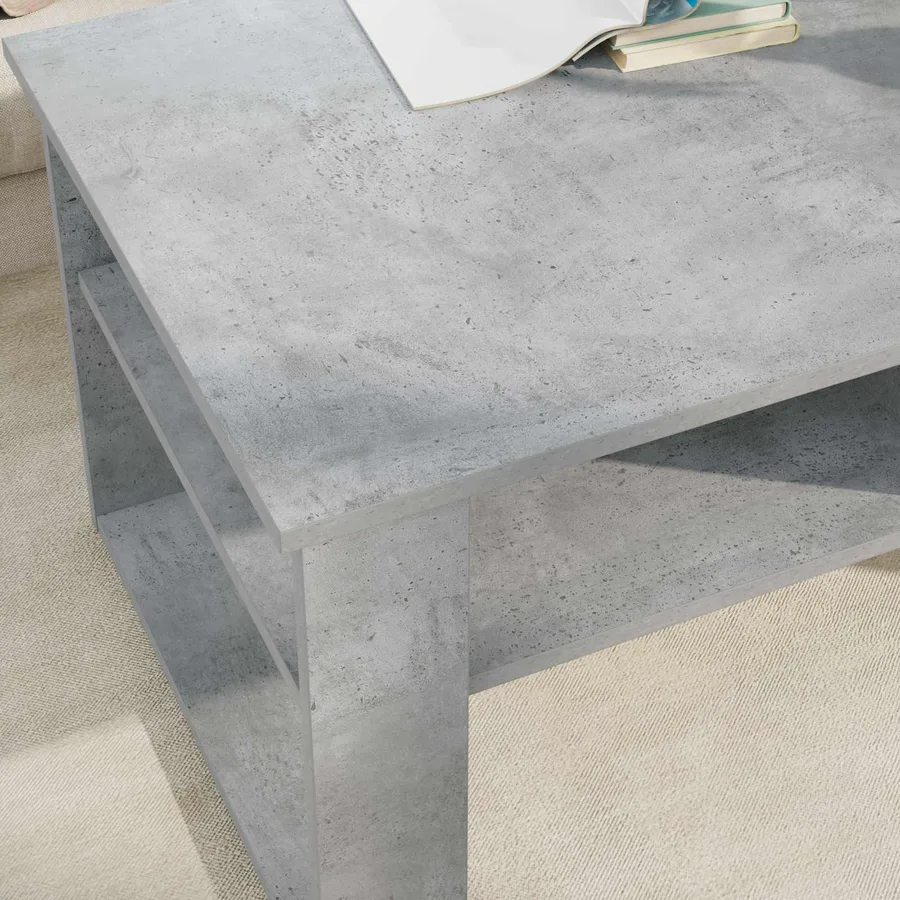 Table basse Gris béton 96 x 54 x 44 cm Bois d'ingénierie - 4