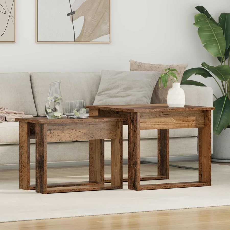 Ensemble de tables basses 2 pcs Bois ancien Bois d'ingénierie