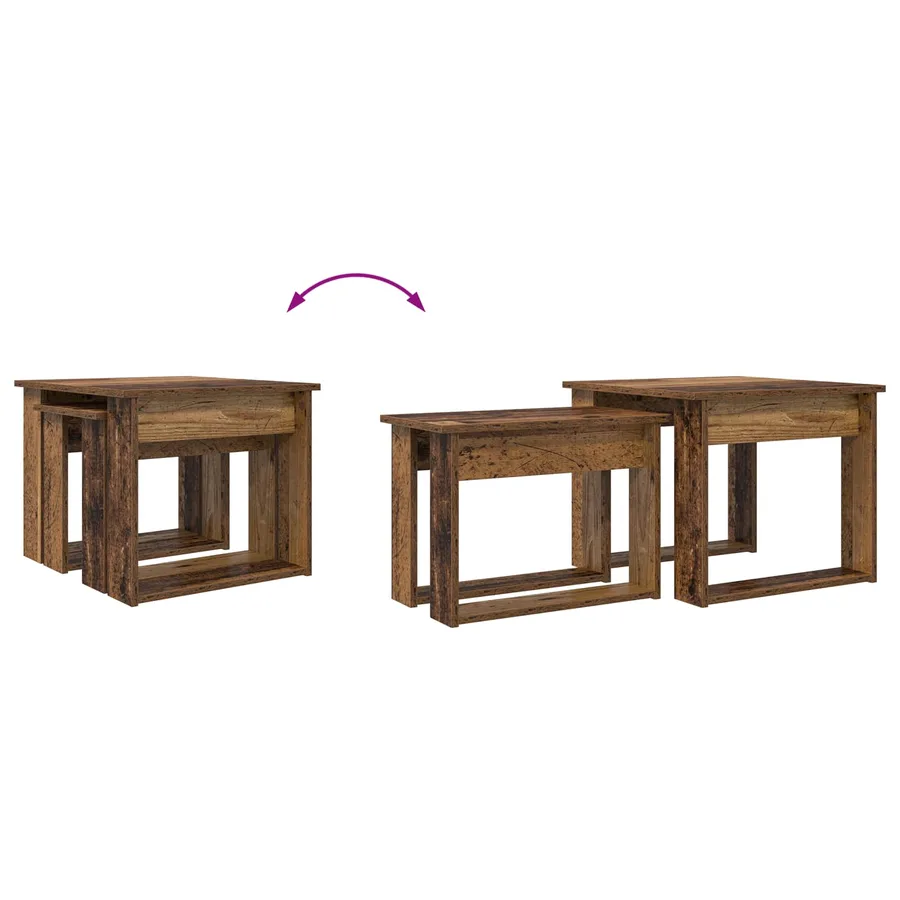 Ensemble de tables basses 2 pcs Bois ancien Bois d'ingénierie - 12
