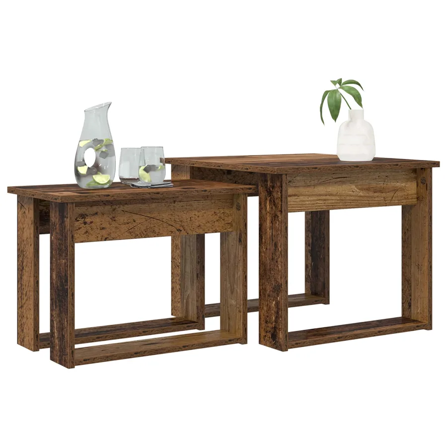 Ensemble de tables basses 2 pcs Bois ancien Bois d'ingénierie - 3
