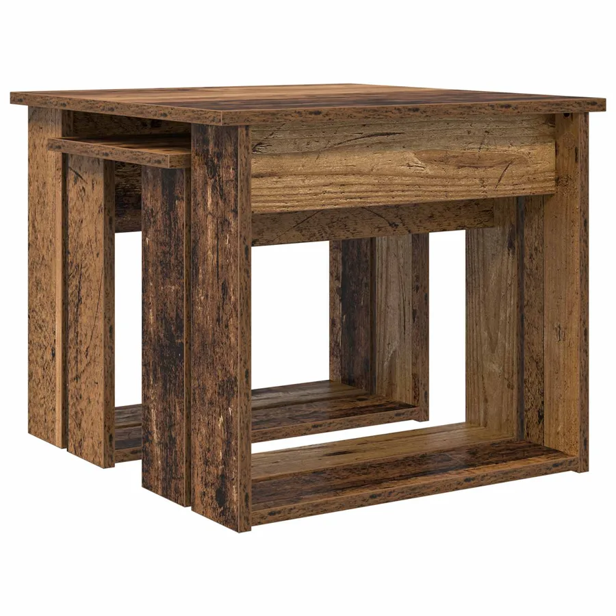 Ensemble de tables basses 2 pcs Bois ancien Bois d'ingénierie - 5