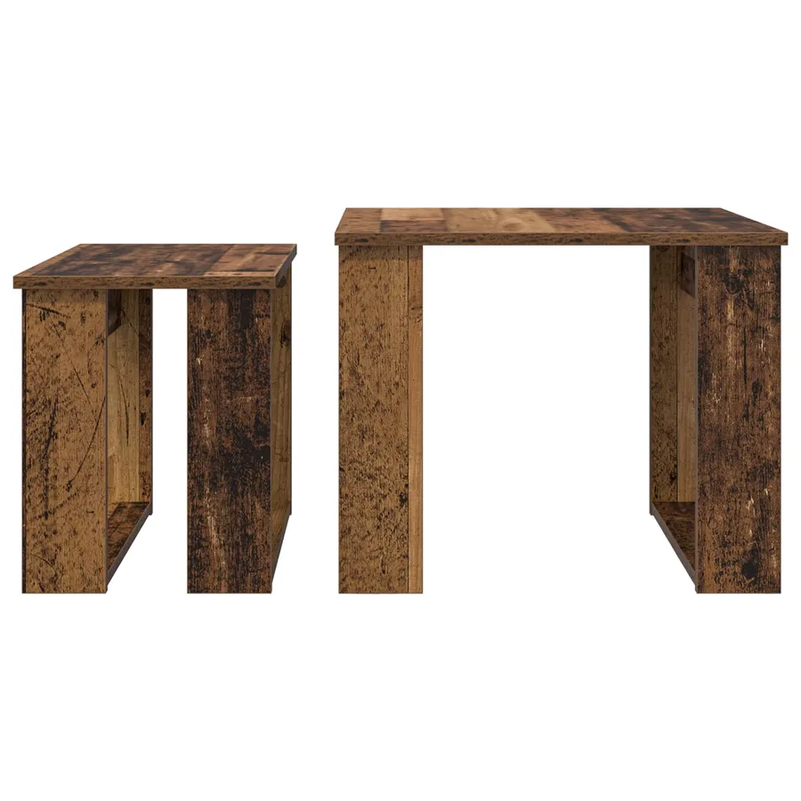 Ensemble de tables basses 2 pcs Bois ancien Bois d'ingénierie - 9