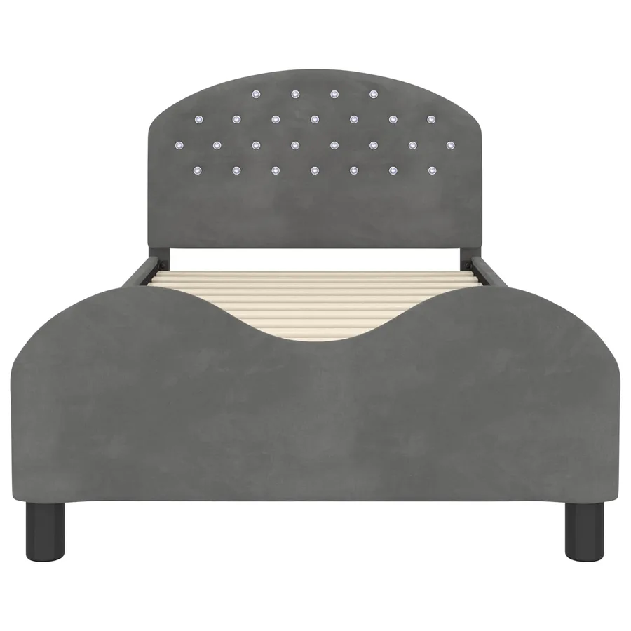 Cadre de lit pour enfants avec tête de lit Gris foncé Velours - 5