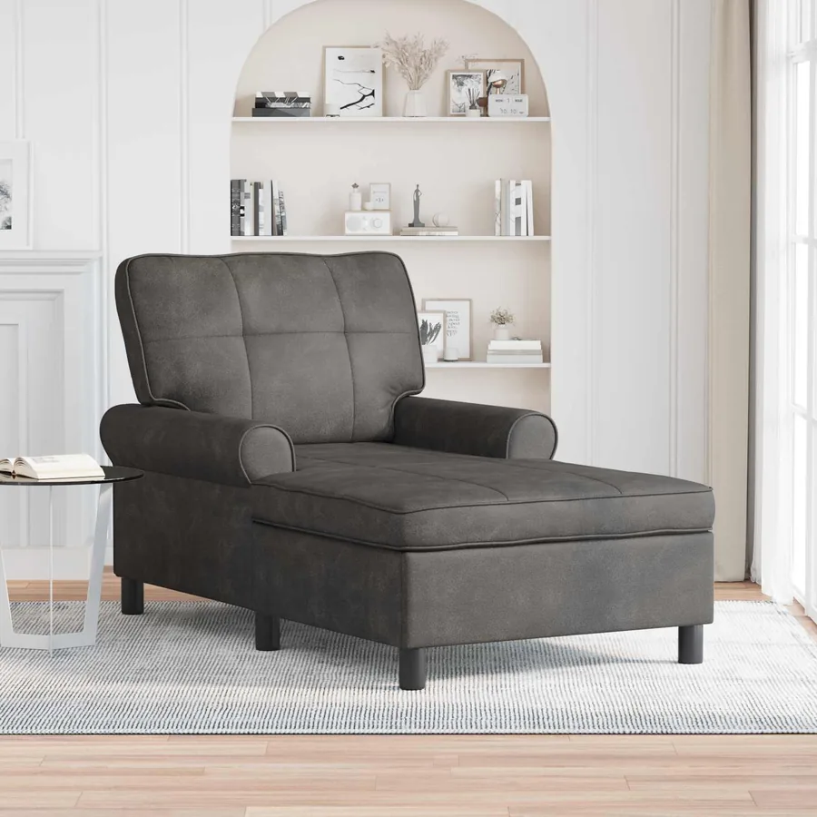 Chaise longue avec coussin Noir 91 x 157 x 91 cm Simili cuir