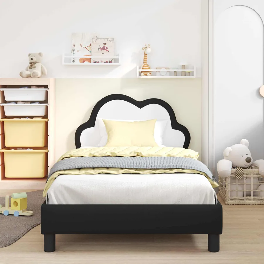 Cadre de lit pour enfants avec tête de lit Noir 80 x 200 cm PU - 3