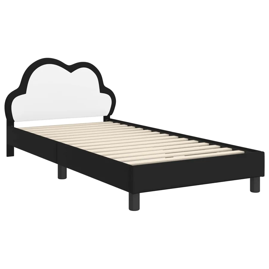 Cadre de lit pour enfants avec tête de lit Noir 80 x 200 cm PU - 4