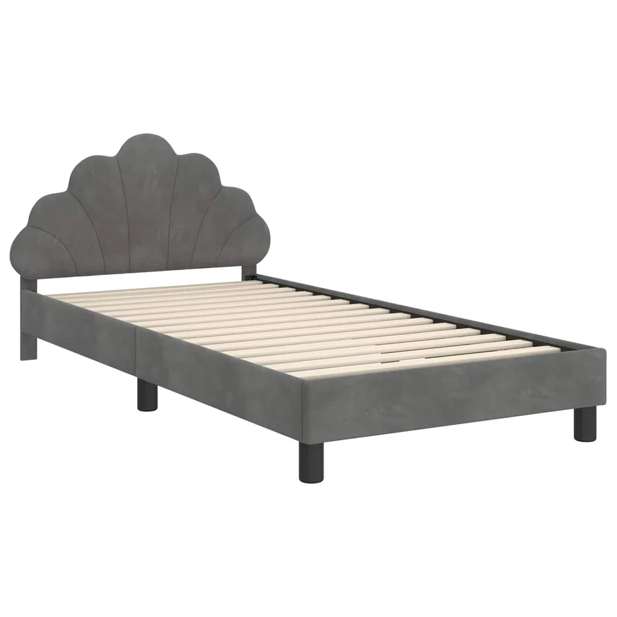 Cadre de lit pour enfants avec tête de lit Gris foncé Velours - 4