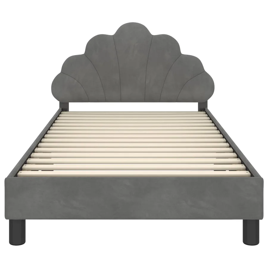 Cadre de lit pour enfants avec tête de lit Gris foncé Velours - 5