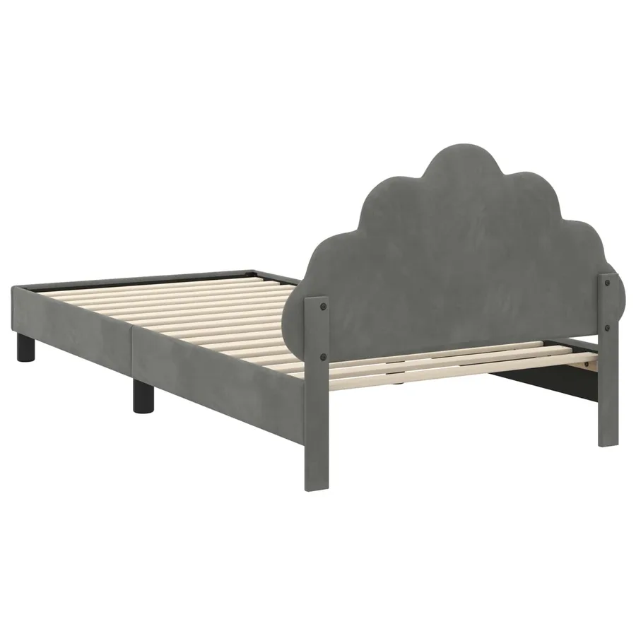 Cadre de lit pour enfants avec tête de lit Gris foncé Velours - 7