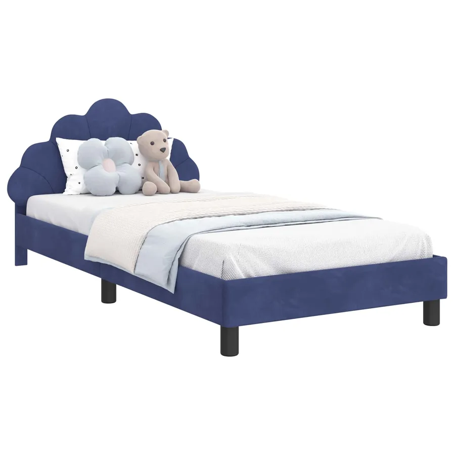 Cadre de lit pour enfants avec tête de lit Bleu police Velours - 2