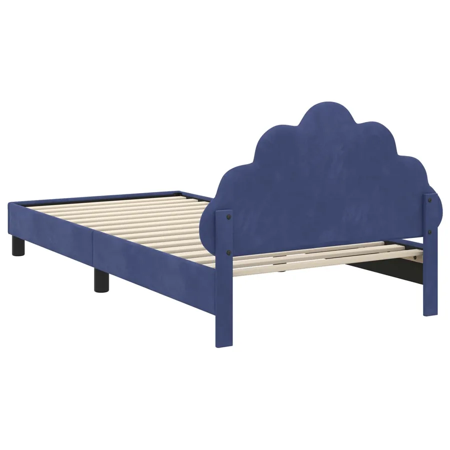 Cadre de lit pour enfants avec tête de lit Bleu police Velours - 7