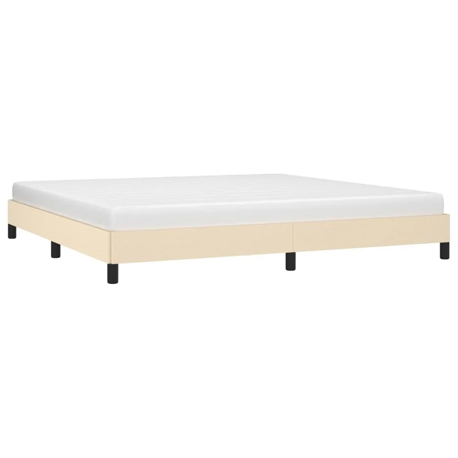 Cadre de lit sans matelas crème 200x200 cm tissu - 3