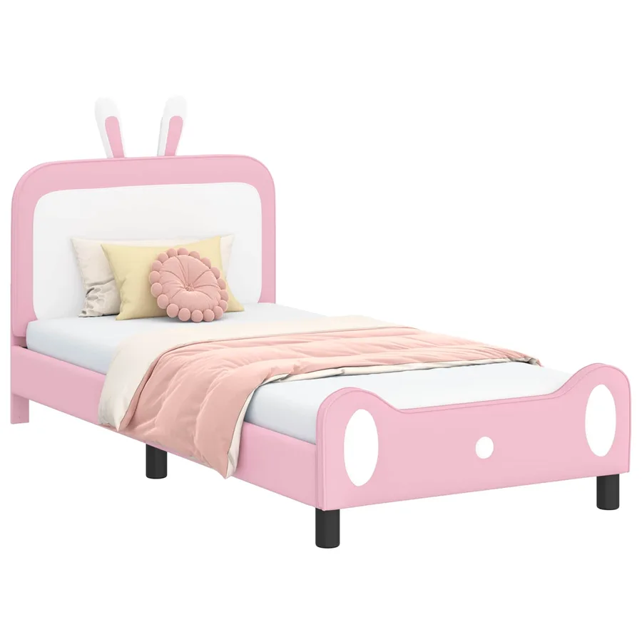 Cadre de lit pour enfants avec tête de lit Rose 90 x 190 cm PU - 2