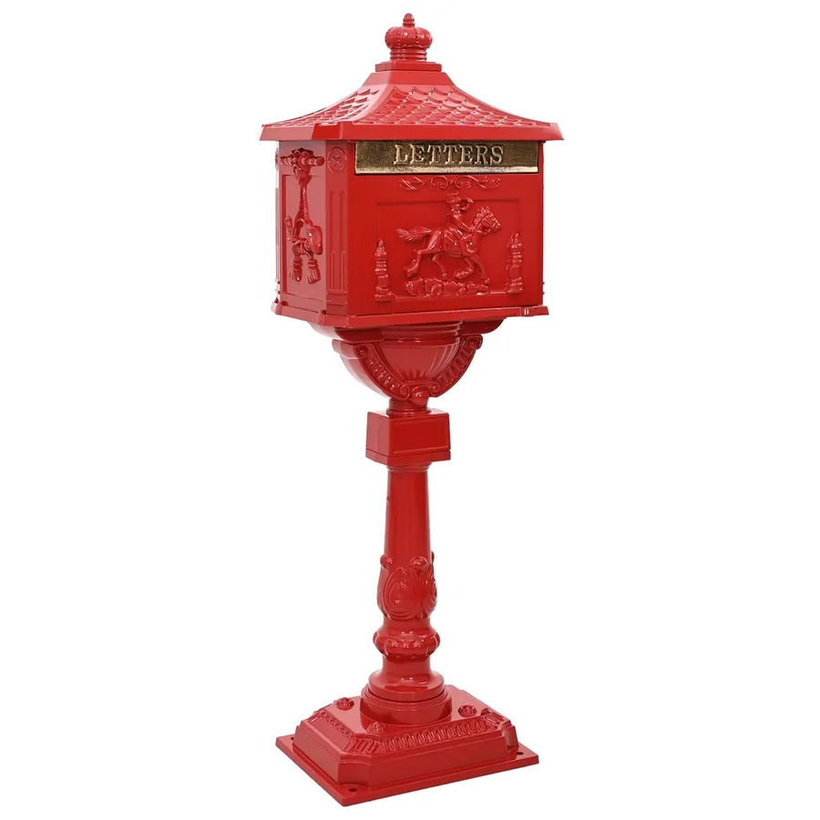 Boîte aux Lettres Debout avec porte Rouge 42,5 x 29,5 x 117 cm